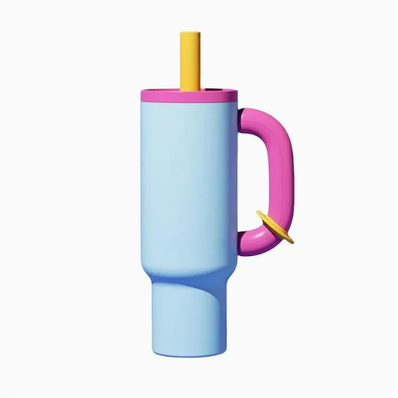 

2025 New 1050ml Double layered Leak proof Foldable Straw Lid Portable Direct Drinking Mouth Car Cup
