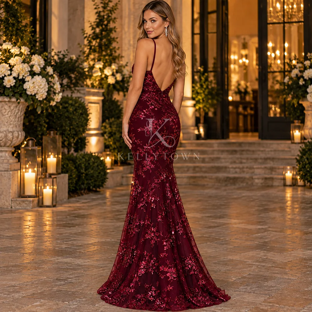 women-sparkling-sequin-v-neck-spaghetti-strap-backless-lace-up-evening-dress-party-gown-fashion-elegant-Вечернее-Платье-Женское