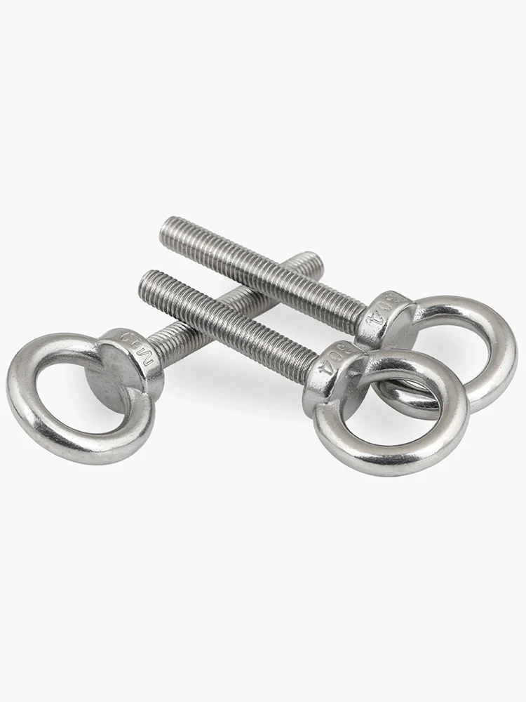 M3 M4 M5 M6 M8 M10-M24 304 Stainless Steel Eye Bolt Lifting Eye Screw Ring Hooking Screw Marine Ring Loop Hole for Cable Rope