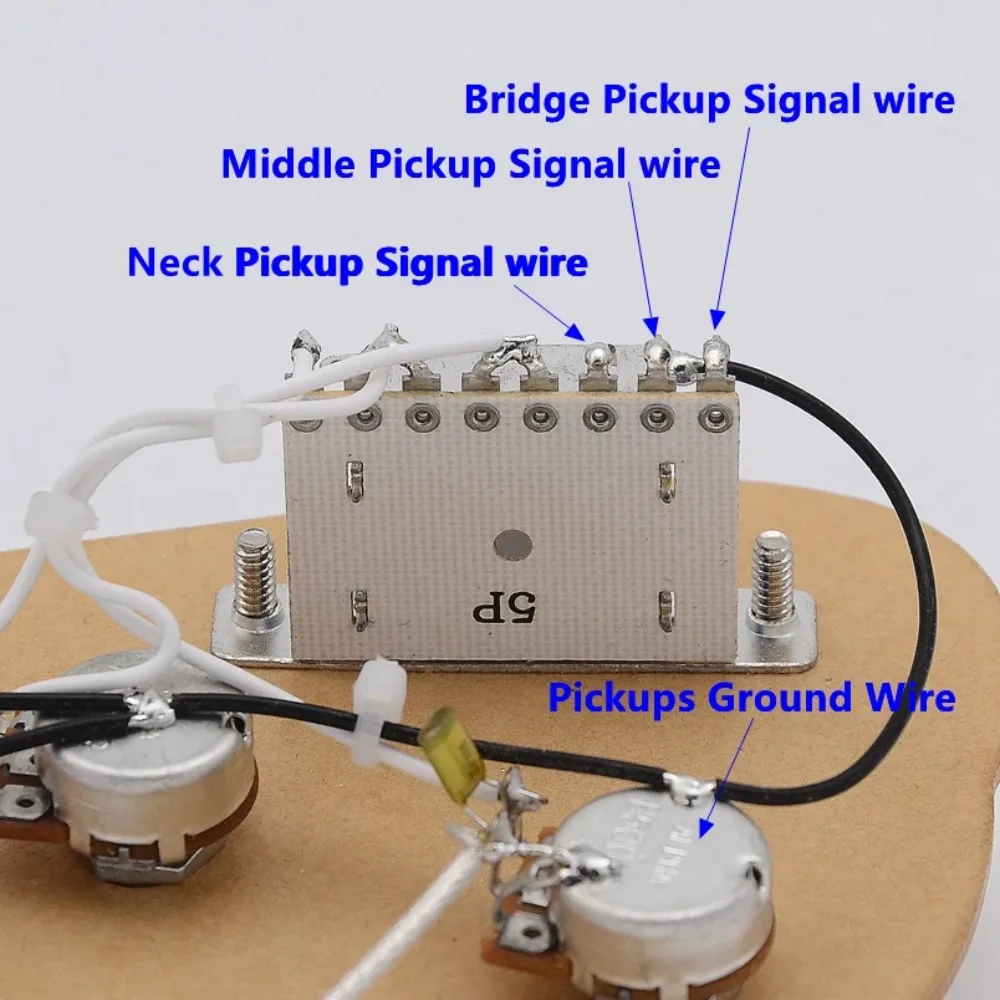 1 Set G.F SSS/ SSH Electric Guitar Wiring Harness ( 3x 500K Pots + 5-Way Switch + Jack ) For ST Guitar Kit