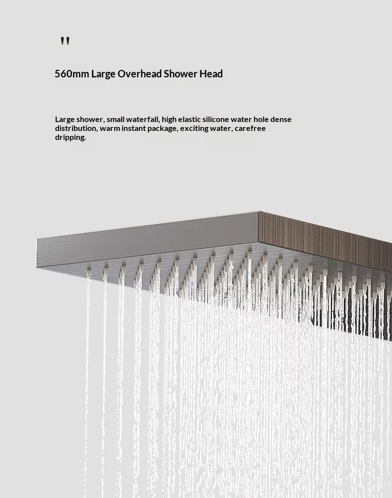 Solid Brass Chrome Thermostatic Shower Set Rainfall Soft Massage Wall-Mounted Ceramic Valve Core Water Pressure Apartment