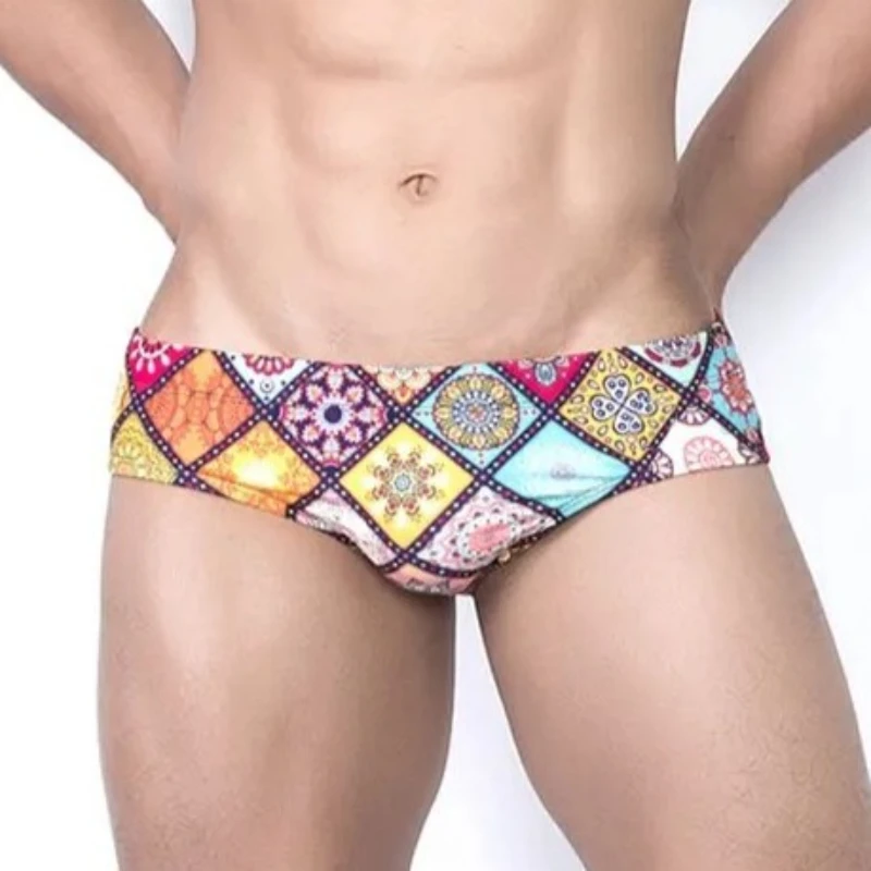 

Мужские плавки в стиле ретро, трусы с этническим принтом и чашкой, трехмерный купальник, летний купальник для серфинга в бассейне