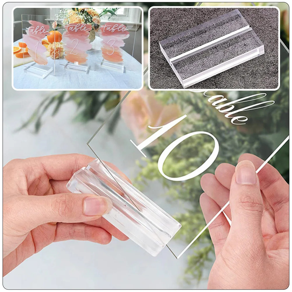 

8Pcs Acrylic Place Card Holders Clear Slotted Stand for Wedding Reception Table Numbers Sign Display Desktop Cards Support