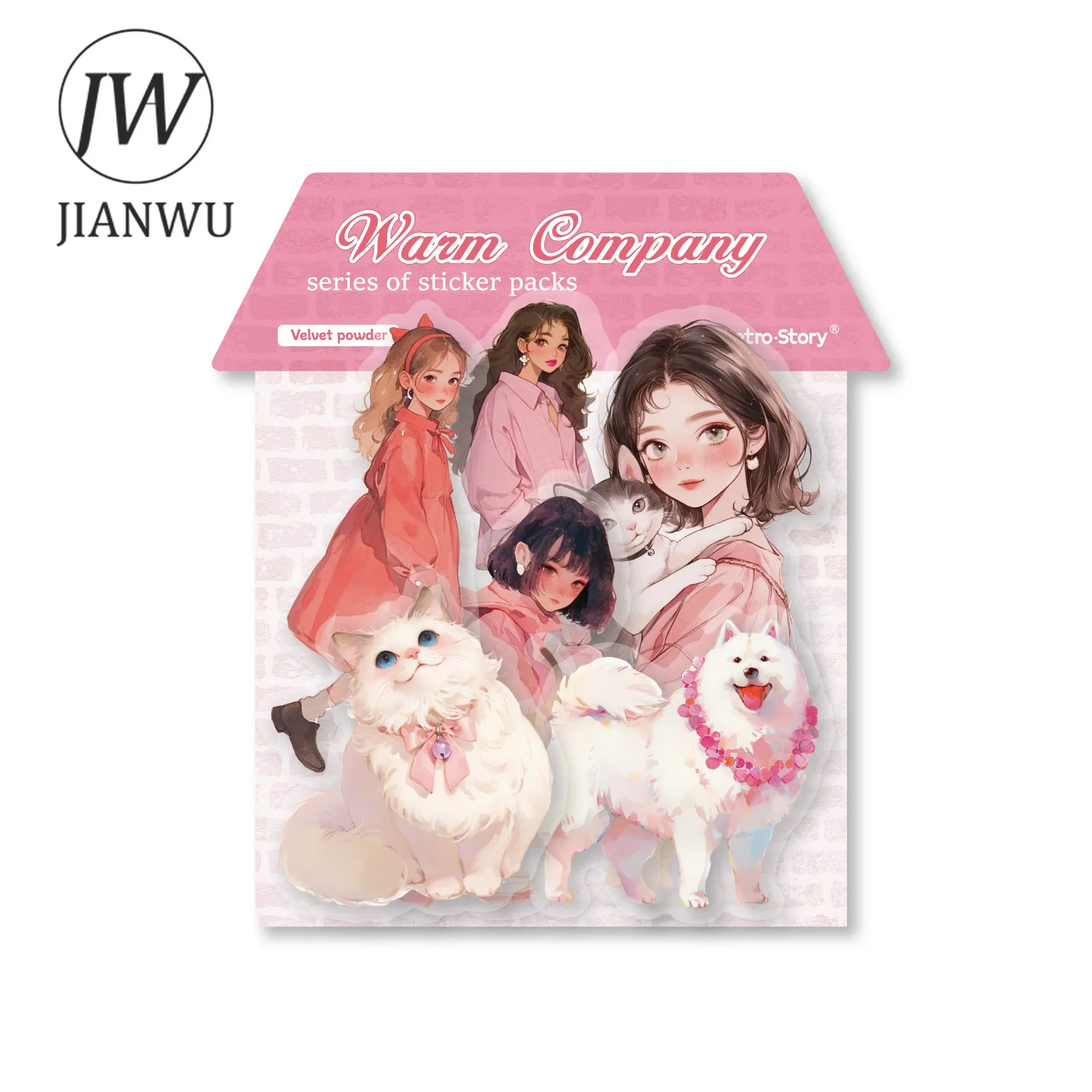 JIANWU Vintage Character Pet Cat and Dog Landscape Material Collage Scrapbooking PET Sticker Creative DIY Journal Stationery view 5