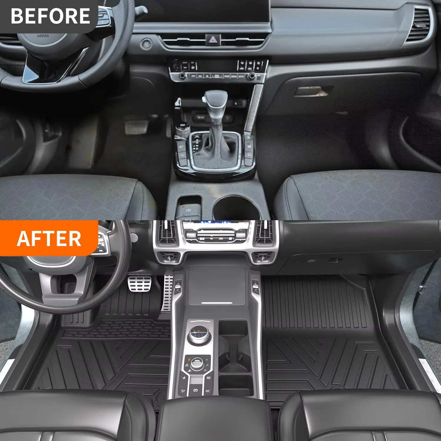 Full Coverage TPE Floor Mats for RHD Kia Sorento 2021-2025 SUV Waterproof Custom Fit Set