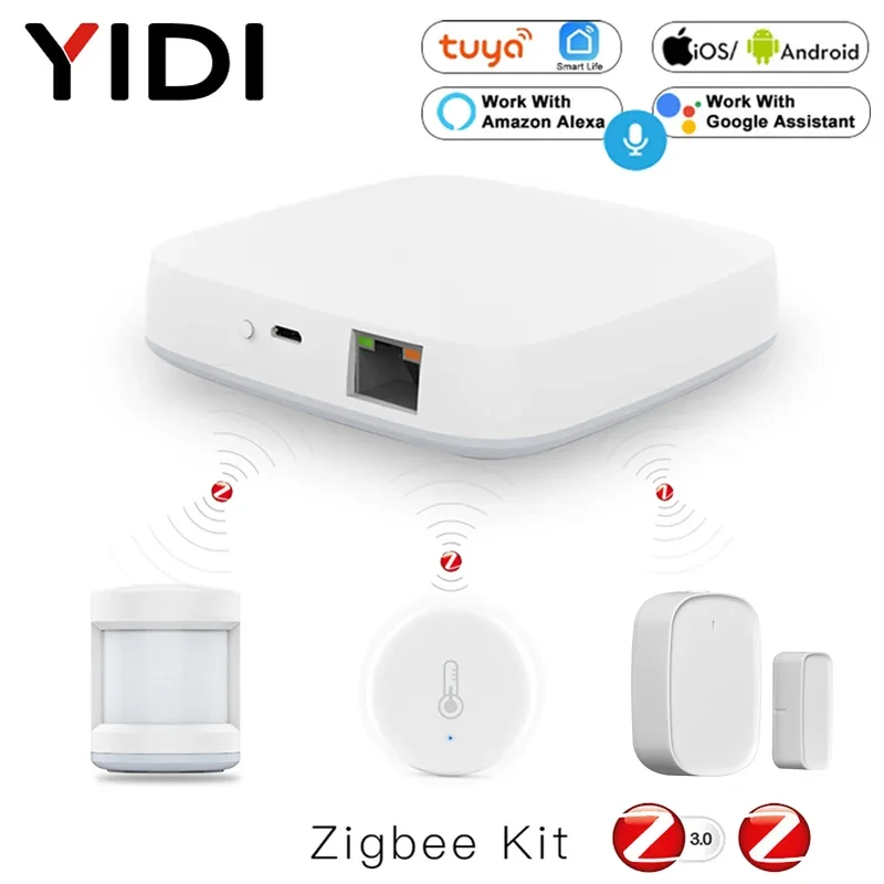 Zigbee Smart Gateway Hub Home Automation Scene Security Alarm Kit PIR Door&Window Temperature&Humidity Sensor Monitor Smart Life