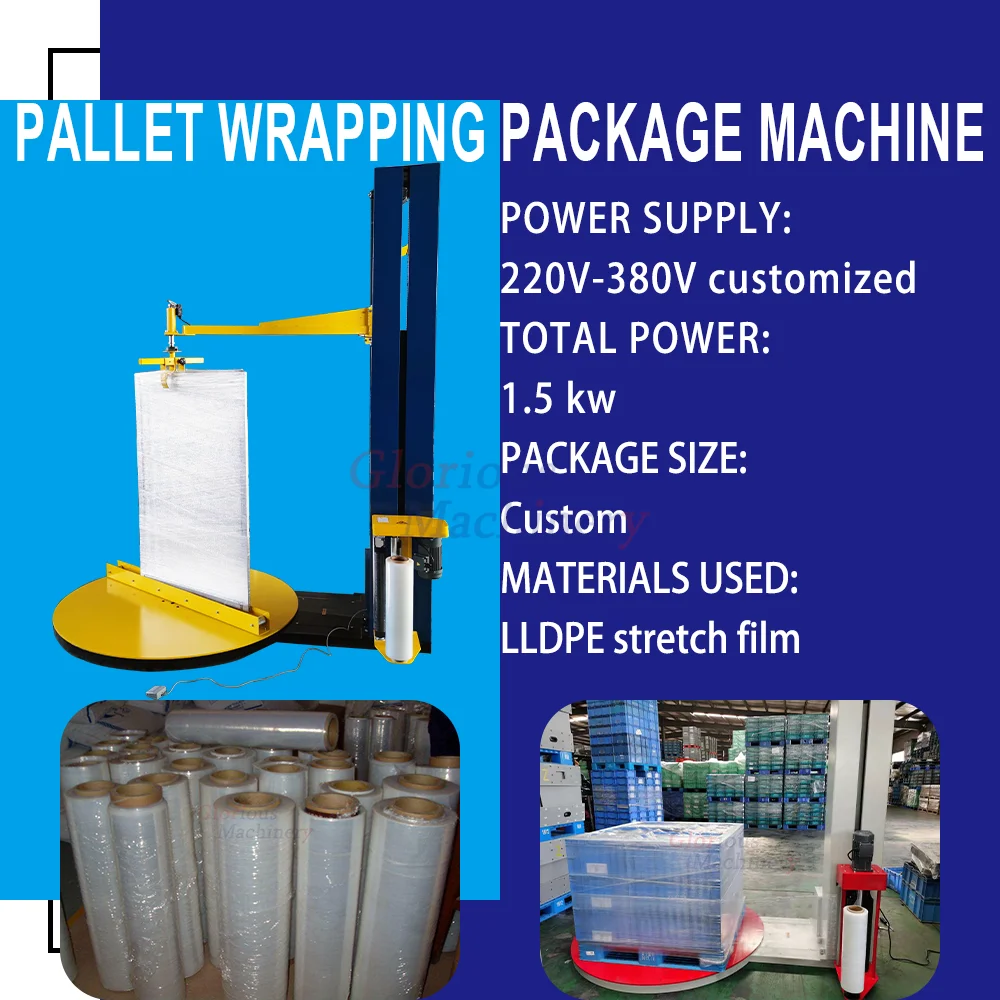 Stretch Film Wrap Packaging Machine for Pallet Wrapping and Door Wrapping with Big Wooden Box