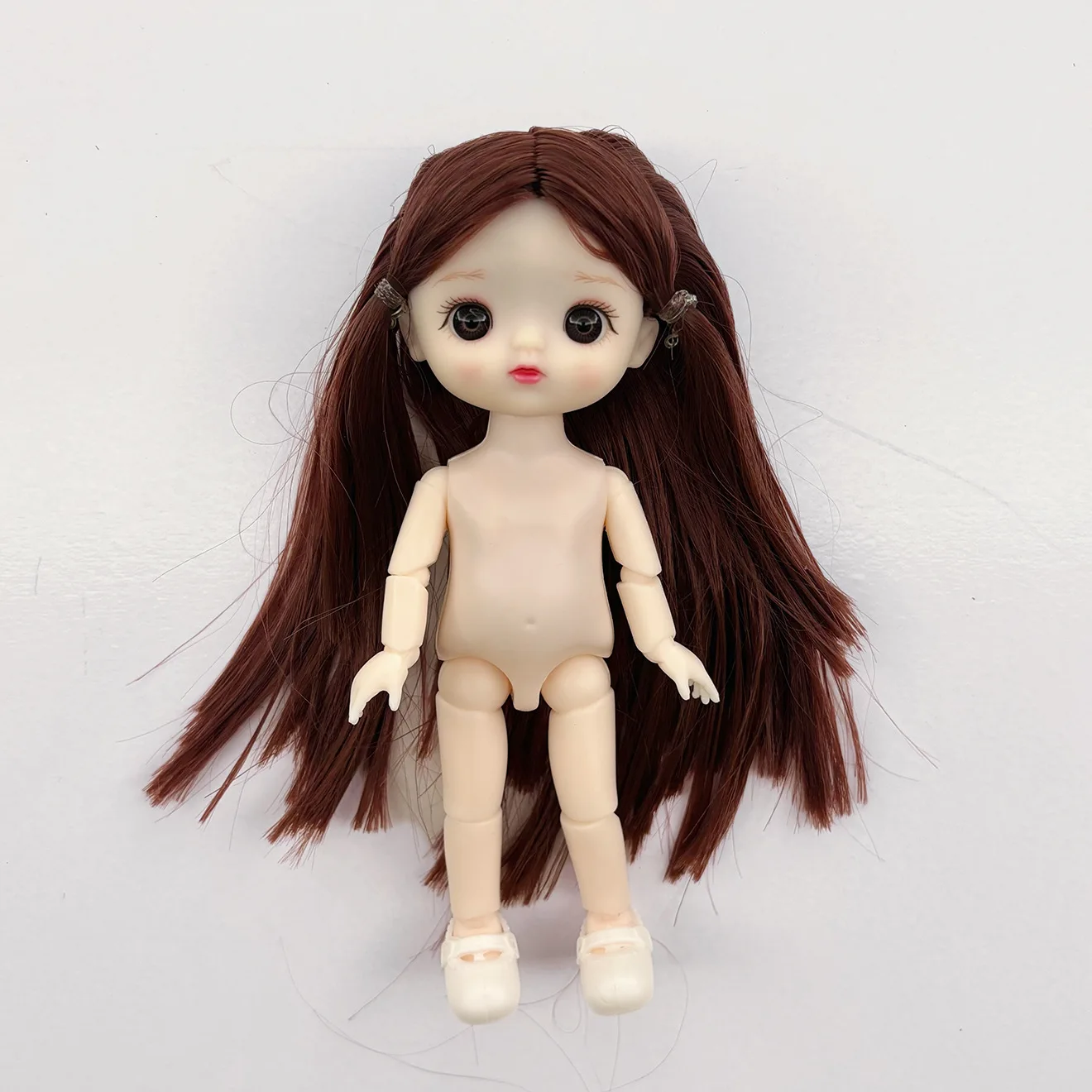 New Fashion 17cm Simulation Vegan Nude Baby Toys 3D Real Eyes 13 Joints Movable Dress Up Dolls Play House Girls Toys DIY Toys