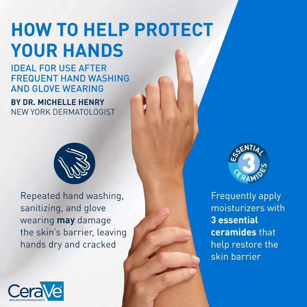 CeraVe Reparative Hand Cream 3OZ 100ml Moisturizer Dry Cracked Hands Non Greasy 24H Hydrate Sensitive Skin Barrier Repair Lotion