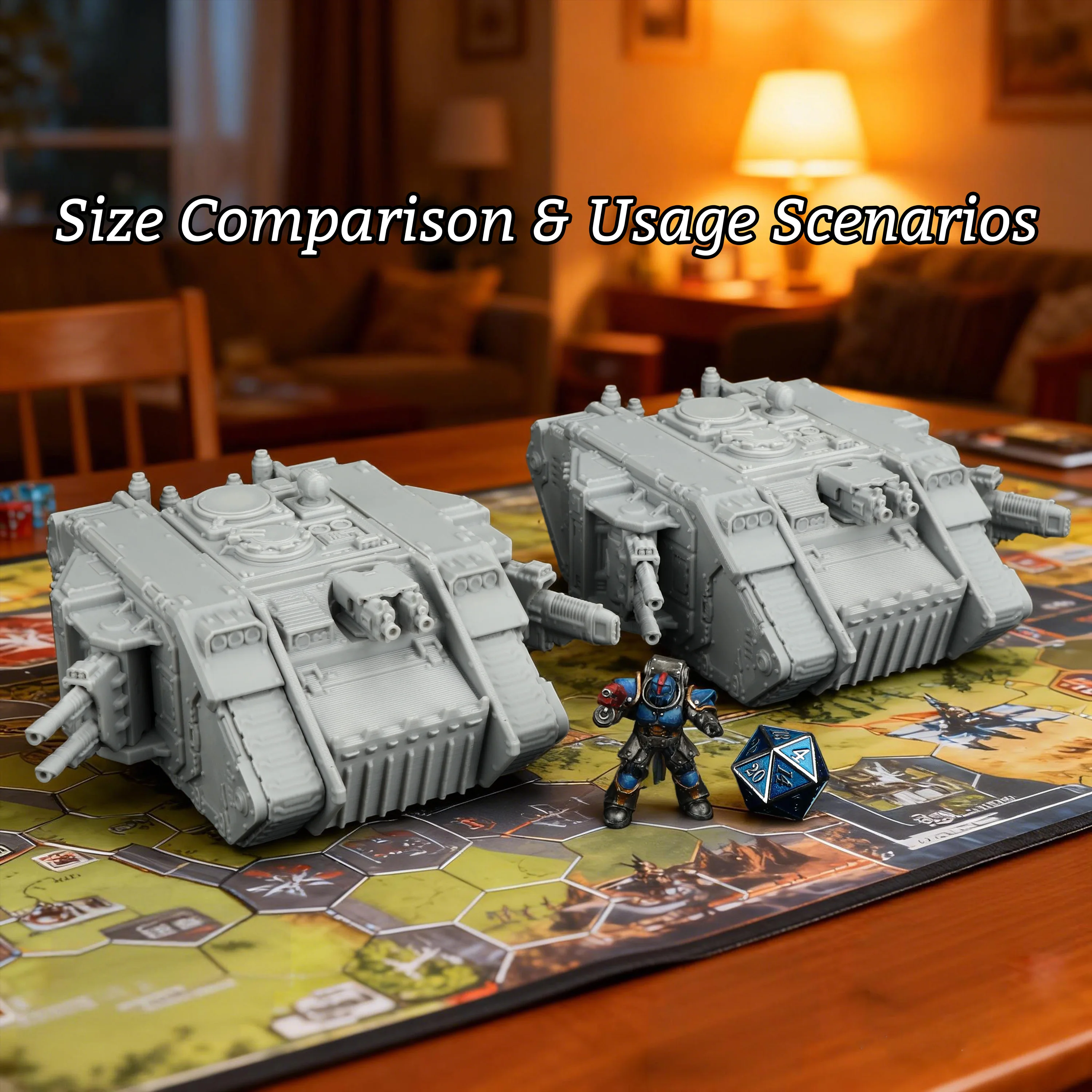 Juego de 2 Miniaturas de Tanques de Ciencia Ficción, Modelos de Terreno para Juegos de Rol, Accesorios Futuristas para Tanques de Transporte, Diorama Coleccionable de Mesa