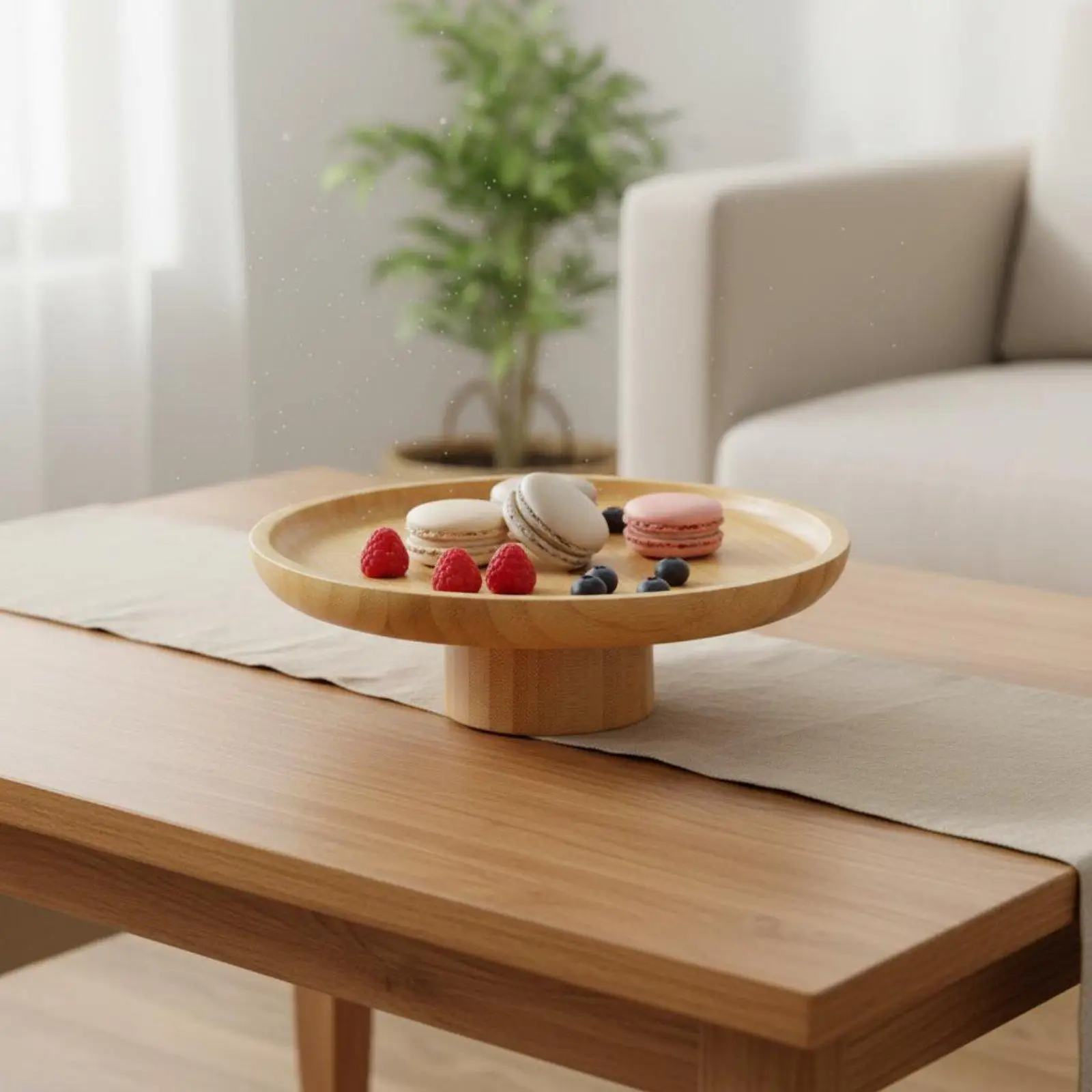 High Footed Serving Plate Elevated Design Wooden Pedestal Tray Vintage type Pedestal Dessert Plate for Living Room, Tea Time,