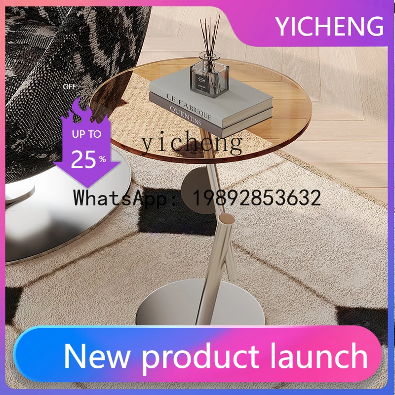 

X2 French retro modern simple leisure chair corner glass stainless steel sofa edge family living room