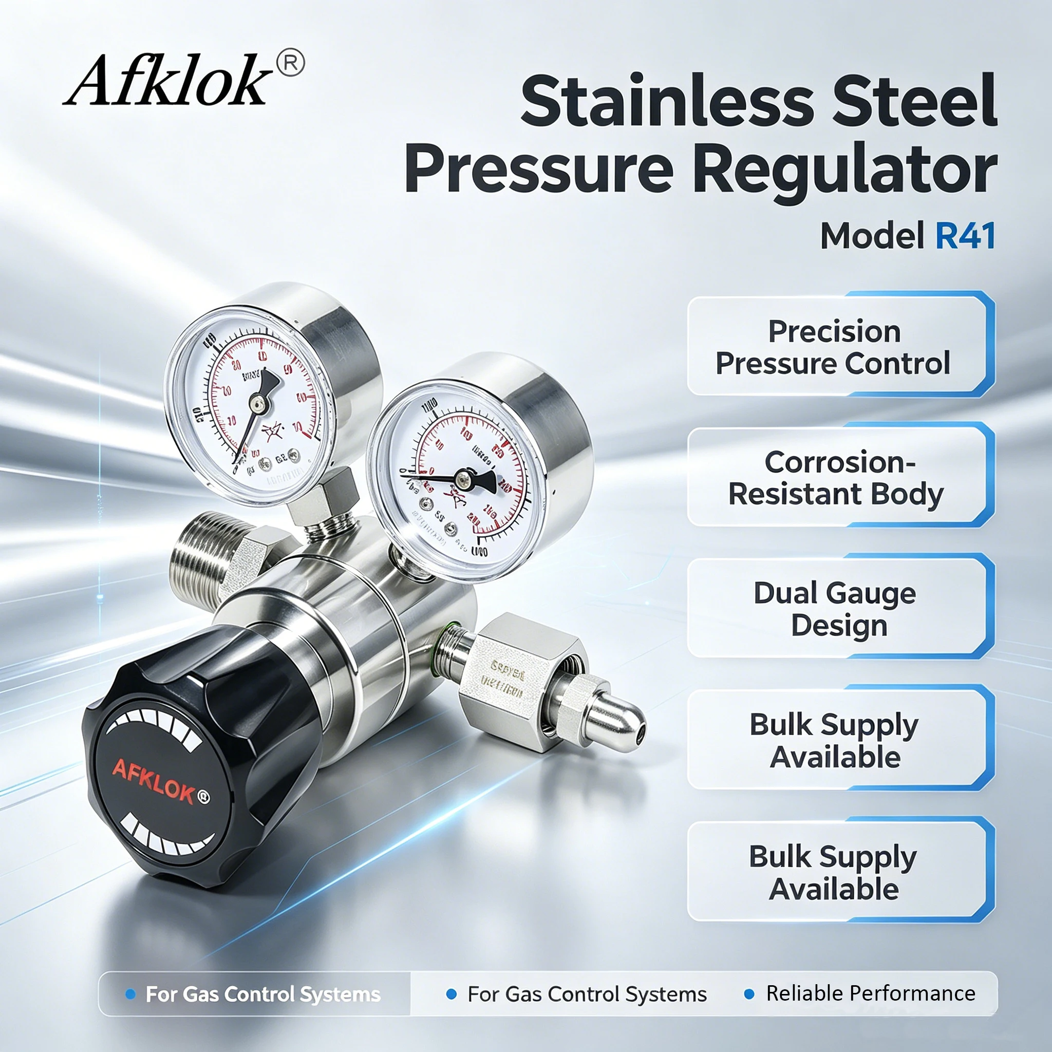Inlet 6000 psi Outlet 3000 psi High Pressure Gas Regulator Hydrogen Pressure Regulator with Two Meters