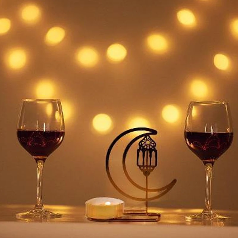 C5 Ramadan Metal Candle Holder Eid Mubarak Decoration for Home Room Dining Table Ornament Islamic Muslim Party Supplies Gifts