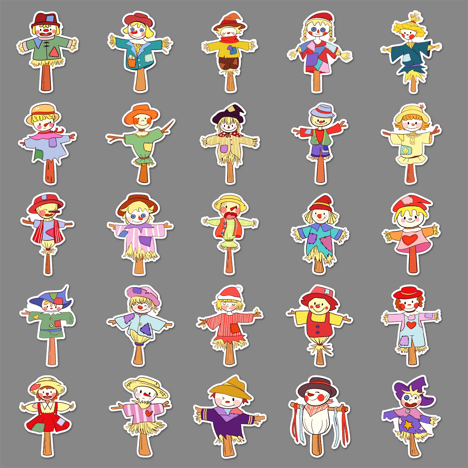 50Pcs Scarecrow Graffiti Stickers Cartoon Cute Hand drawn Decorative Stickers DIY Guitar Phone Laptop Water Cup Skateboard