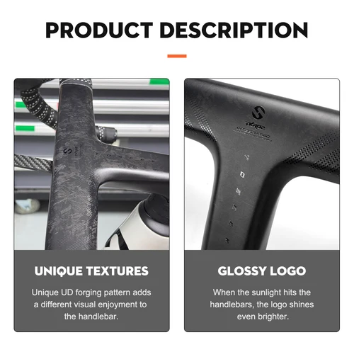 Imagen 2 del producto Manillar de carbono TOSEEK, manillar de carbono de carretera T800, manillar integrado de carbono Di2, accesorios para bicicleta, barra de caída de carbono