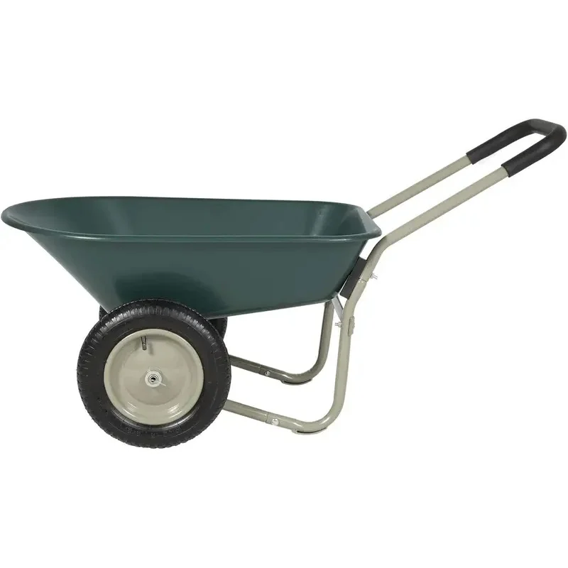 Rolling Mobile Heavy Duty Polyurethane 2 Tire Wheelbarrow Garden Cart Easy Loading And Dumping Utility Wagon Perfect For