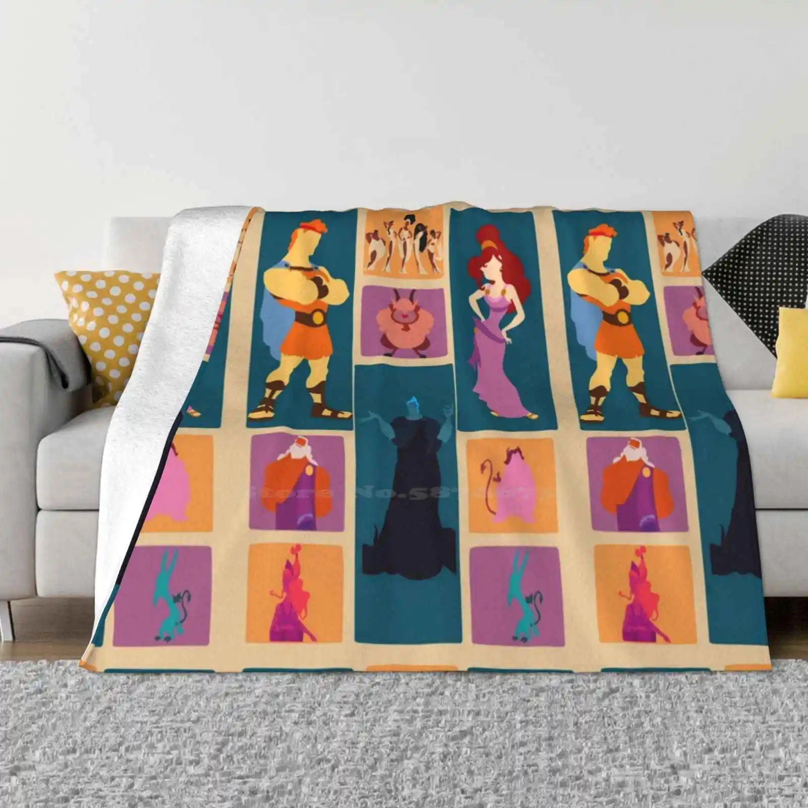 Hercules Inspired Minimalist Design Creative Design Light Thin Soft Flannel Blanket Megara Hades Pain Panic Zeus Hera Phil