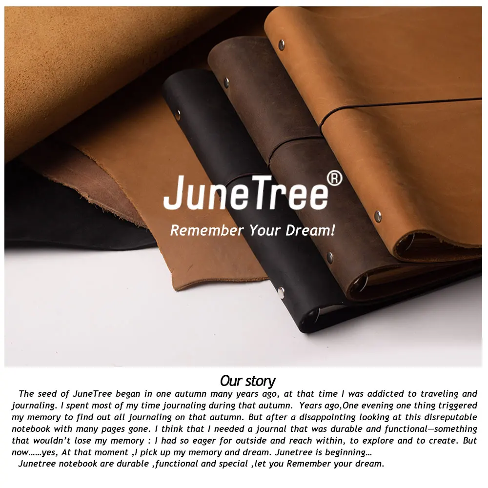 Junetree Handmade Cowhide Vintage Notebook Journal Blank Leather Cover Diary genuine leather  travel diary Sketchbook Planner