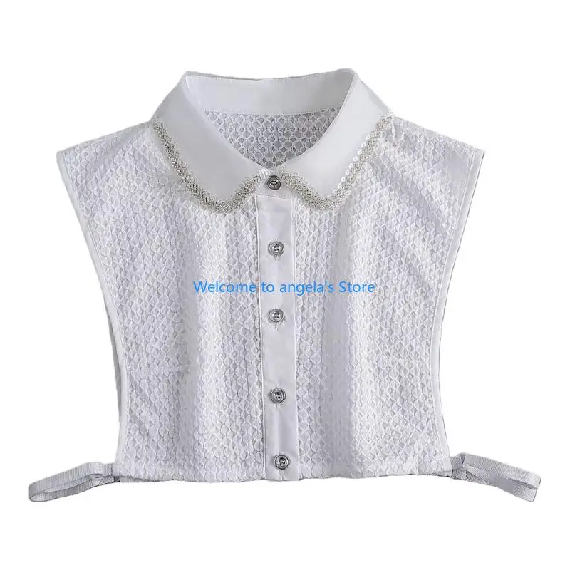 

X4YC Detachable Collar Korean Design False Collar Neckpiece for Women Everyday Outfit Fashion Half Shirt for Clothes Enhancer