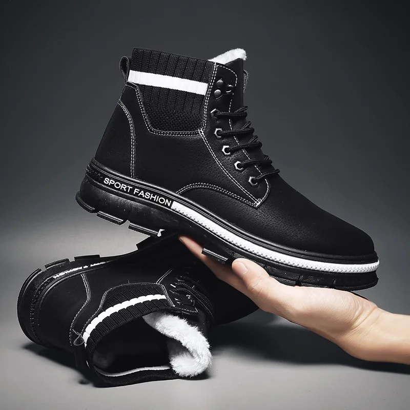 

Men's winter trendy and versatile sports casual thick-soled fleece warm and comfortable high-top boots