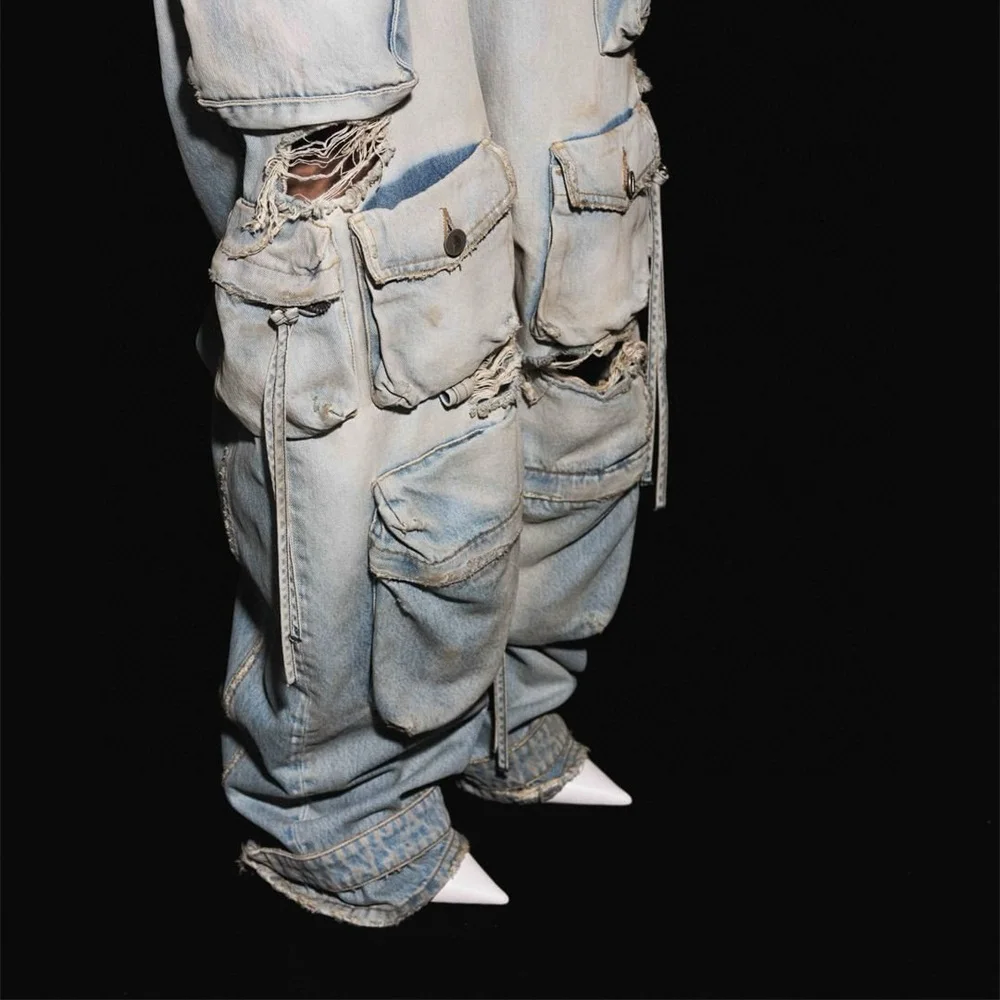 جينز نسائي قطني 2025، حمالة صدر ثقيلة مغسولة، ممزقة، شاهقة، ملابس نسائية، y2k جديدة، عصرية، عالية الجودة #2