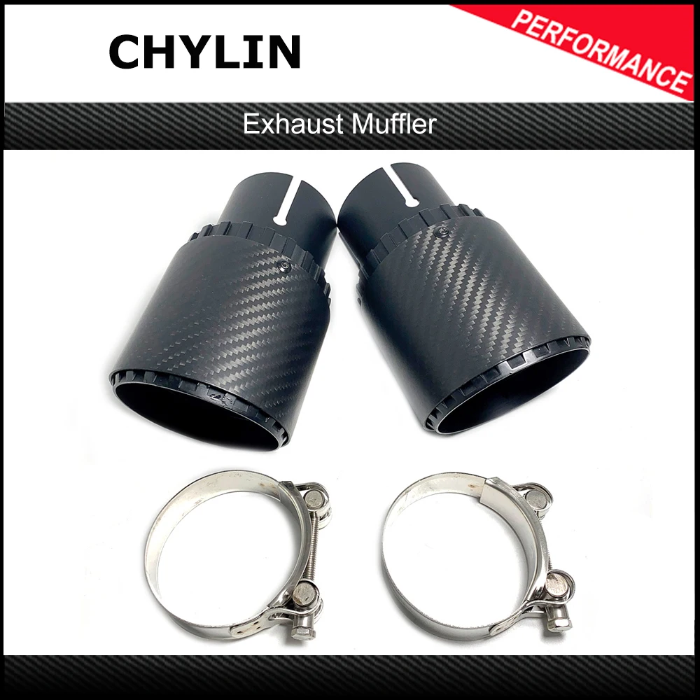 1 PCS Aluminum Alloy Exhaust pipe Car Muffler Carbon Fiber Exhaust Tip Universal Black 89mm 101mm Exhaust System Nozzle