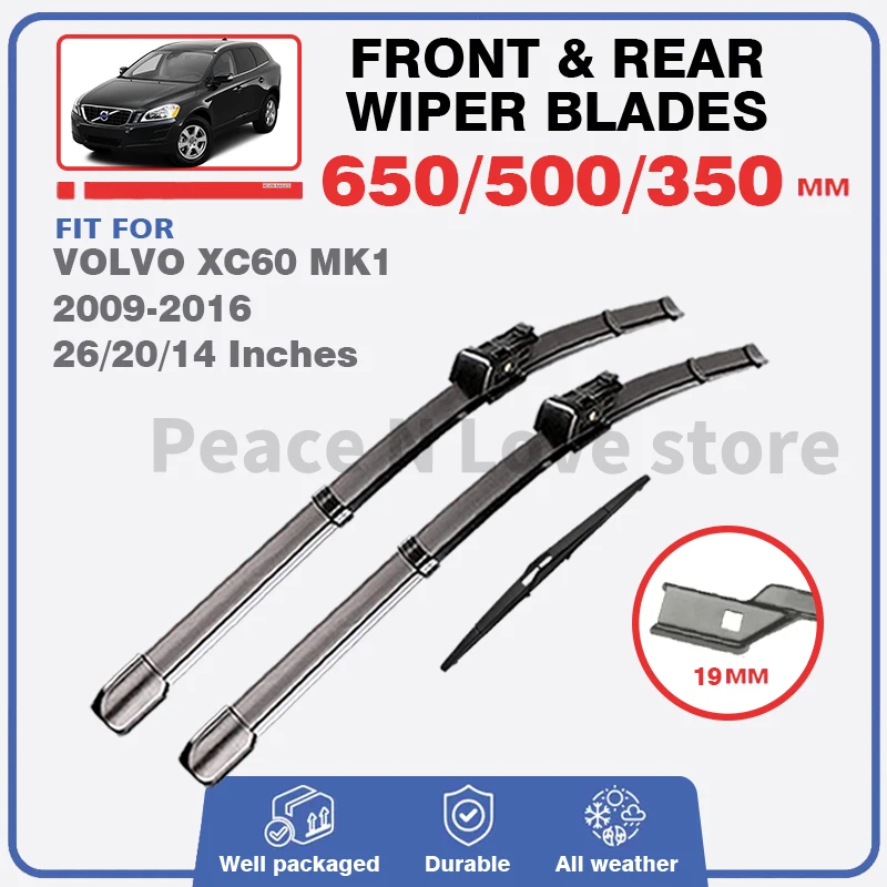 

For VOLVO XC60 MK1 2009 - 2016 2014 2015 Front Rear Wiper Blades Brushes Coaster Windscreen Windshield Car Accessories Window