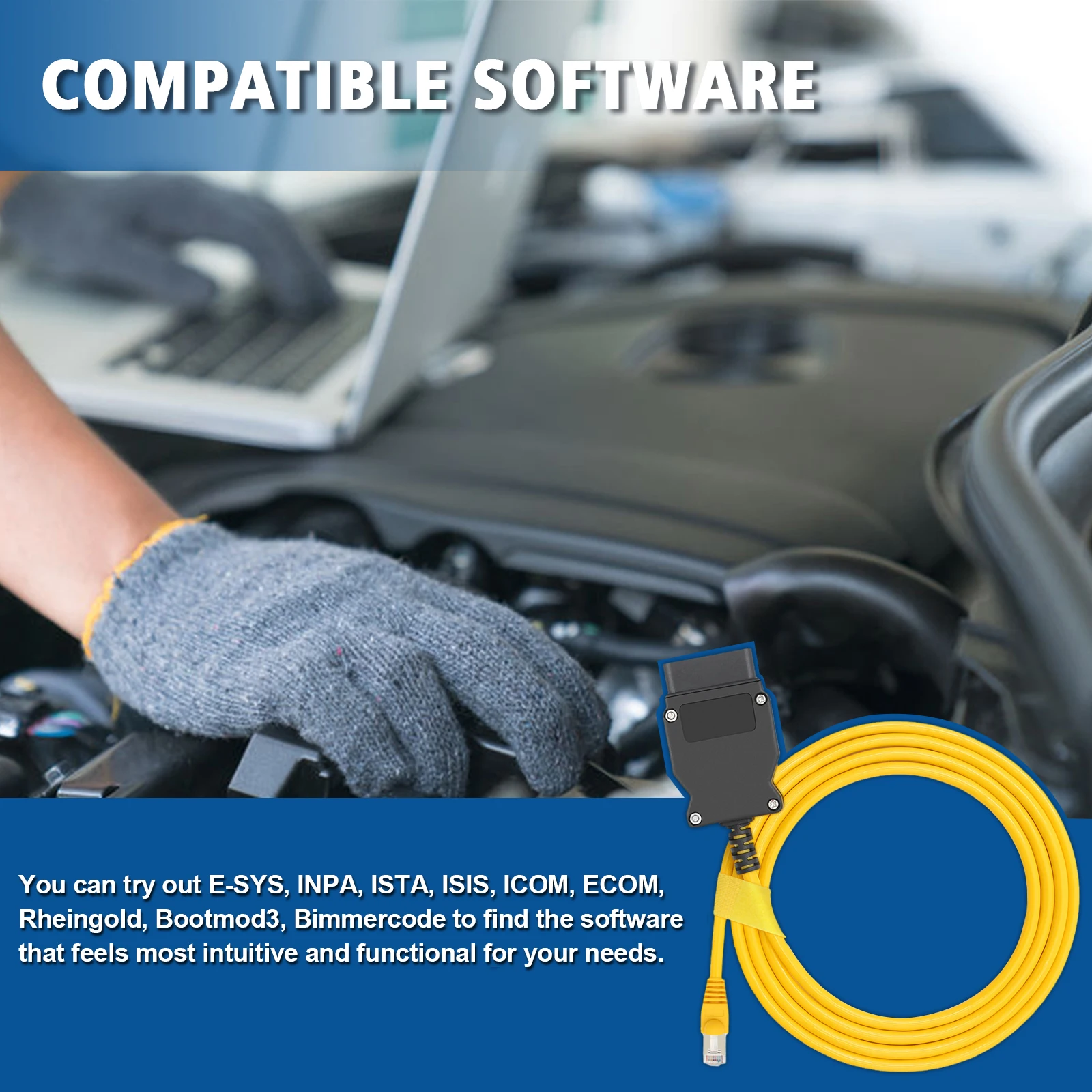 ENET-Kabel für ICOM F-Serie Codierung Ethernet zu OBD2 16-Pin Diagnose-Schnittstellenkabel – Detail 4