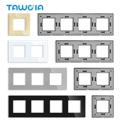 TAWOIA DIY Parts Black White Glod Grey Crystal Glass Panel For Wall Socket Touch Switch Only Panel With Metal Frame