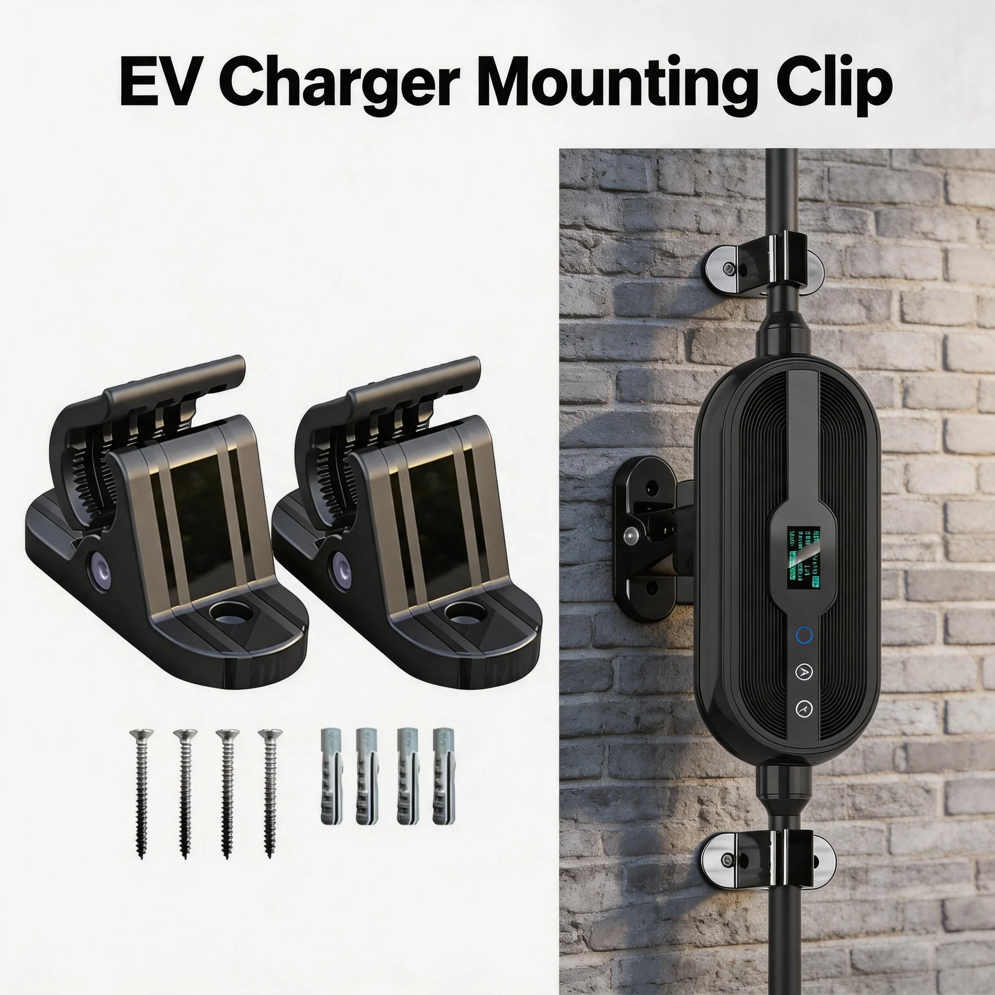

EV Charger Fixing Clamp Bracket Wall Mount EV Charger Holder Bracket Home Cable Clips for Household Charging Station 2 Pack