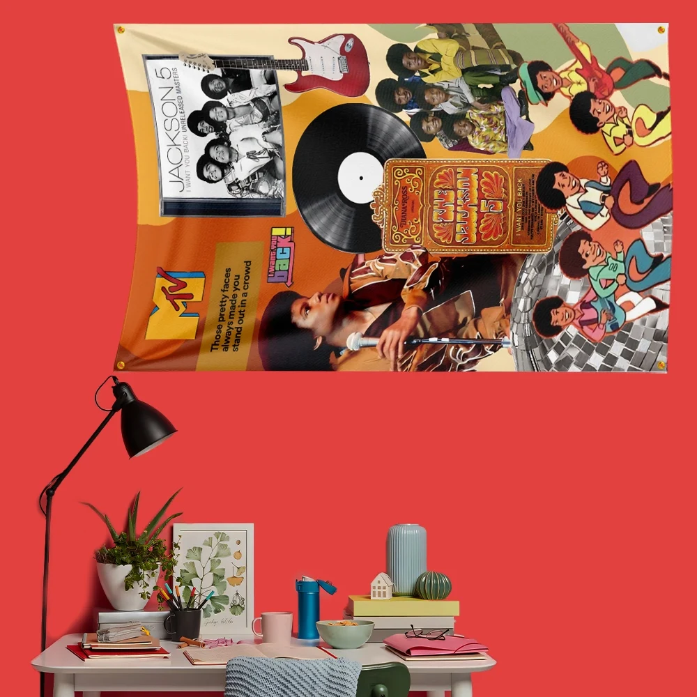 Jackson 5 Pop Music Flag 3x5 FT 90x150cm Polyester Decorative Banner Tapestry For Music Fans Bedroom Wall Decoration