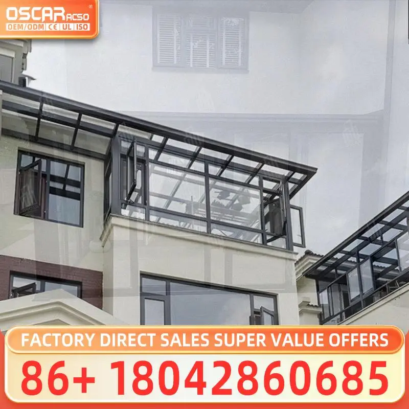 

Hot Sale Modern Design Free Standing Aluminium Sunrooms Green Glass Sun Houses for Garden Use sunroom