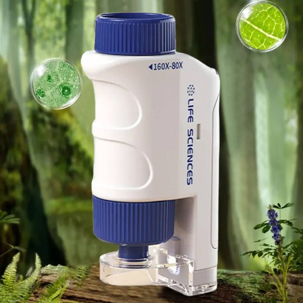 60-120x mini kit de microscópio de bolso alimentado por bateria microscópio de bolso mini microscópio portátil para experimento científico para crianças