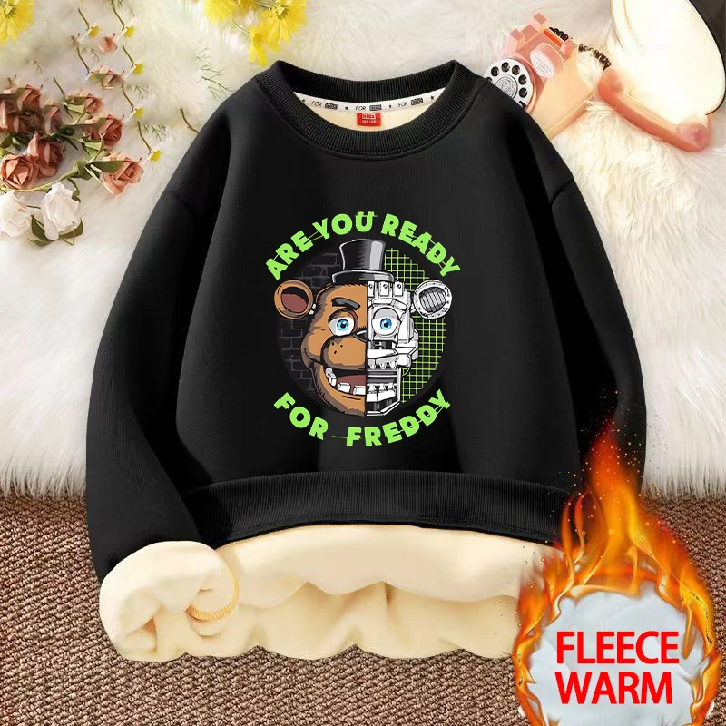 Five Nights At Freddys Kids Sweatshirts Anime FNAF Pullovers with Fleece Hoodies Fashion Boys Girls Children Crew Neck Clothes