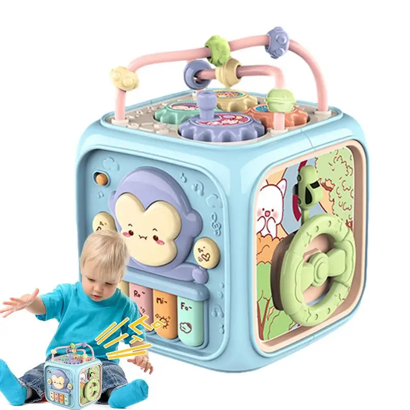 Activity Center Cube Kids Activity Cube Portable Musical Drum Shape Sorter Multi-purpose Toddler Learning Toy Portable Musical