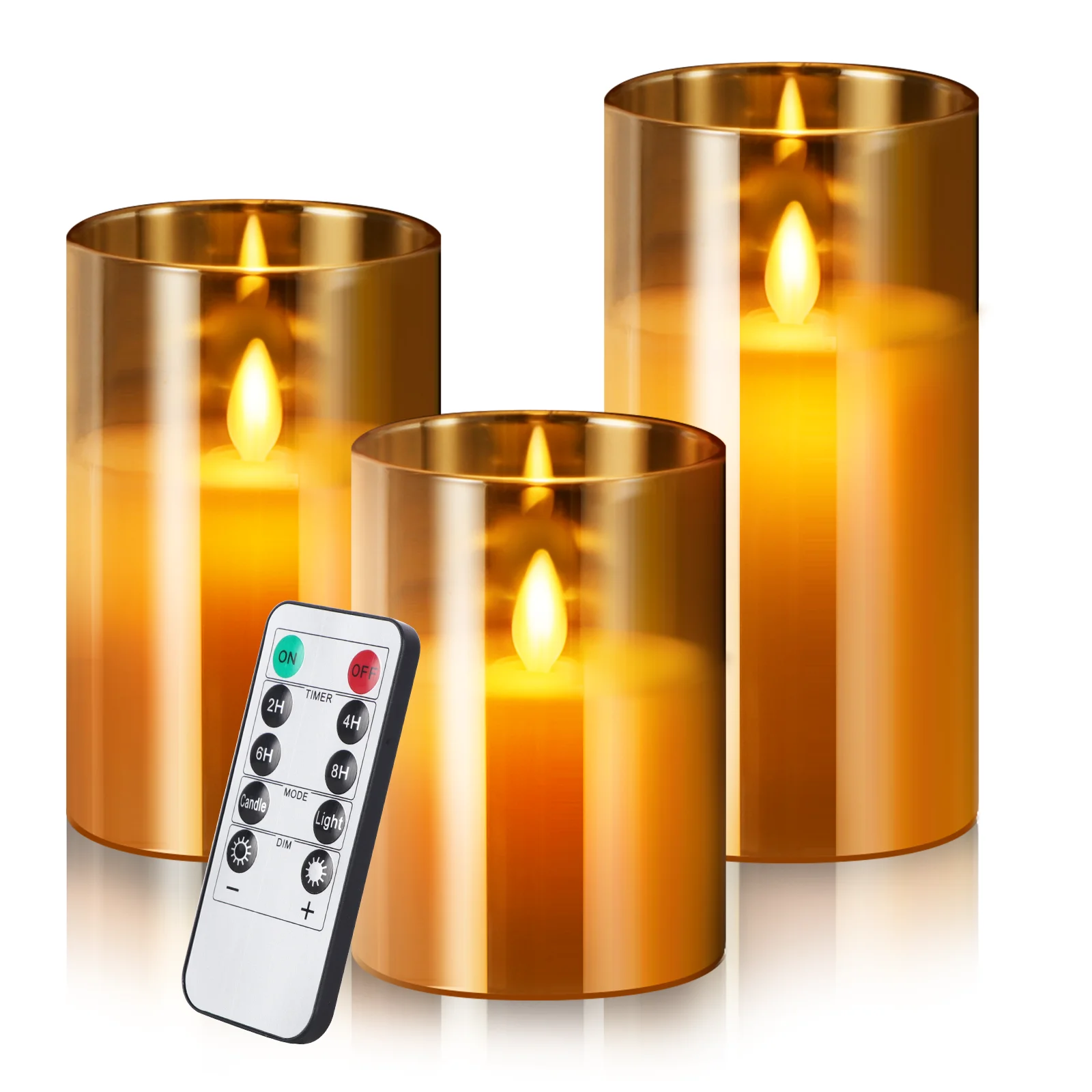 Bougie LED sans flamme scintillante avec télécommande, veilleuse, lumière d'avertissement, bougie de Pâques, décoration de mariage, éclairage, 3 pièces