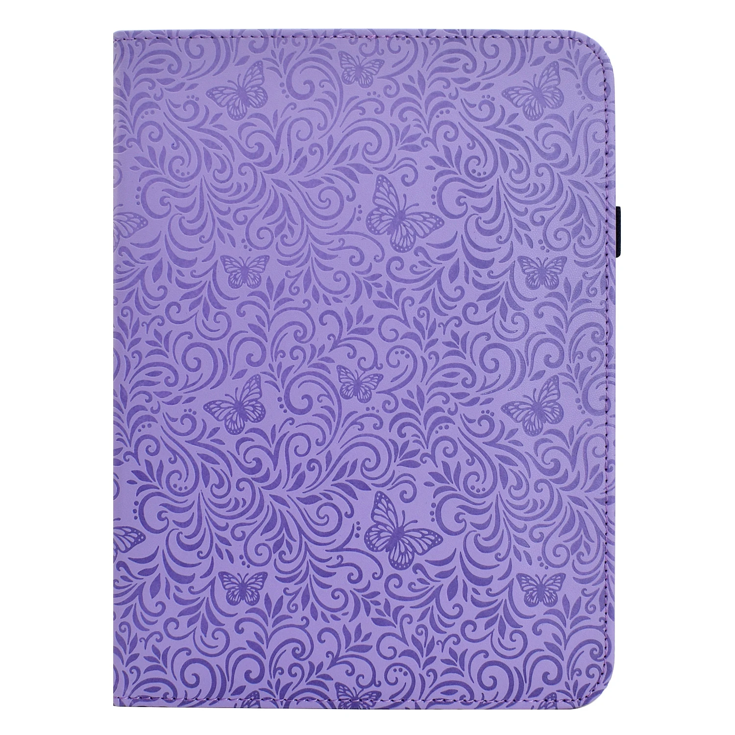 For Samsung Galaxy Tab A9+  /  A11+ Case Butterfly Flower Imrpint Leather Tablet Cover with Rotary Stand Card Holder - Light Pur