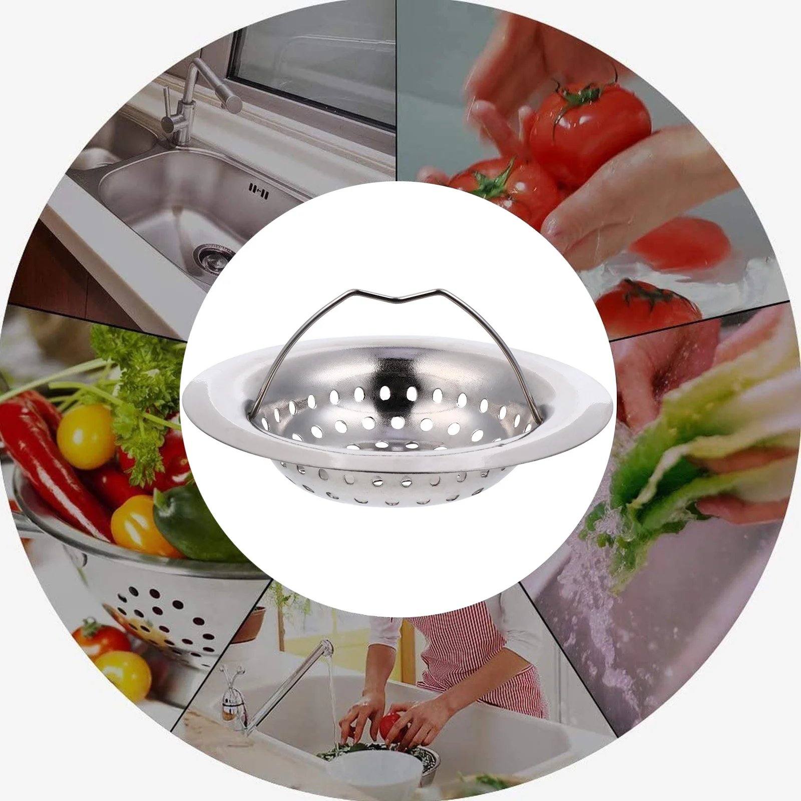 

3pcs Stainless Steel Sink Strainer Durable Kitchen Drain Filter Bathtub Basket Strainer Heavy Duty Hair Catcher For Bathrooms