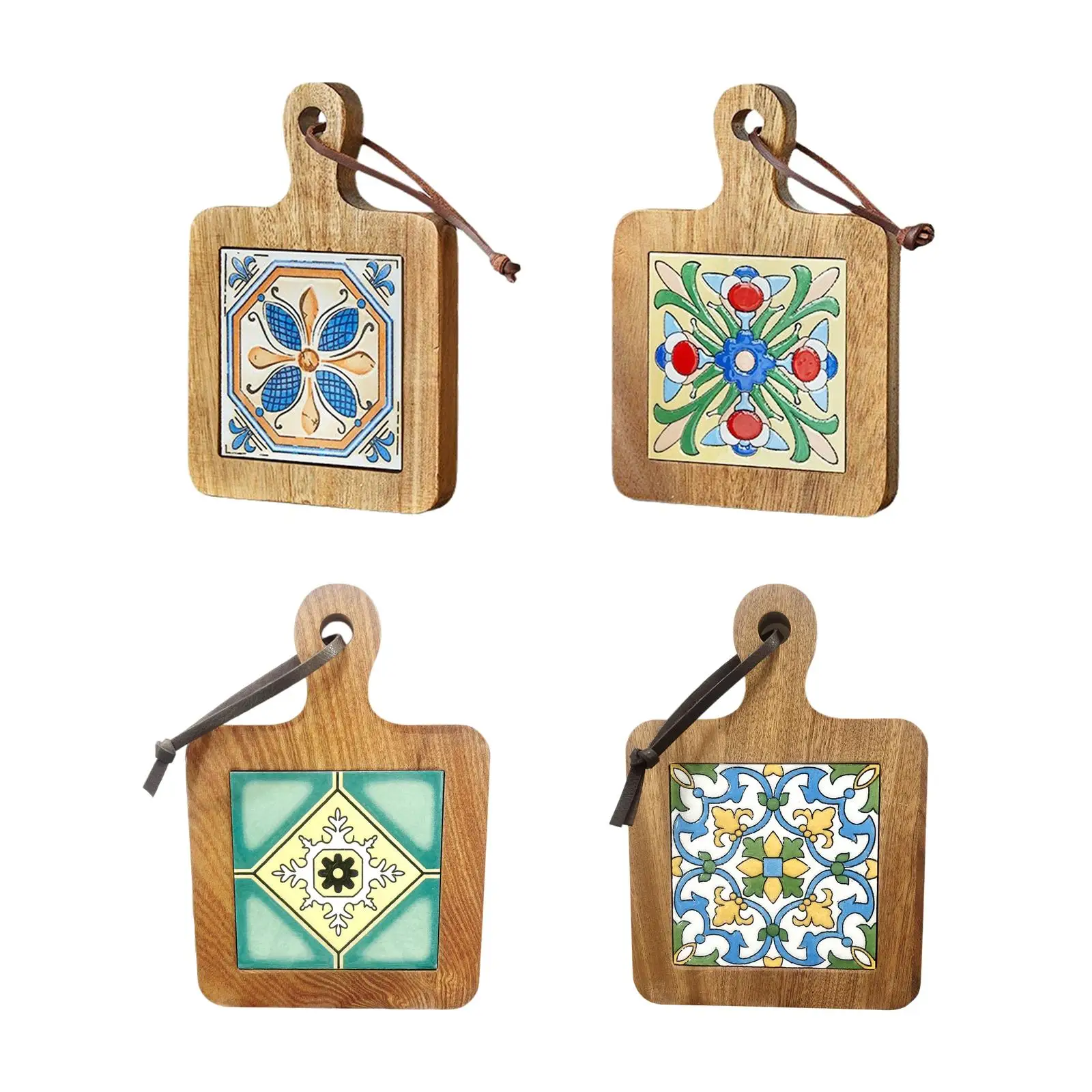 Anti Scalding Solid Wood Plate Mat for Kitchen Counter Hot Pot Coaster Set for Cups and Ceramic Teapot Holder
