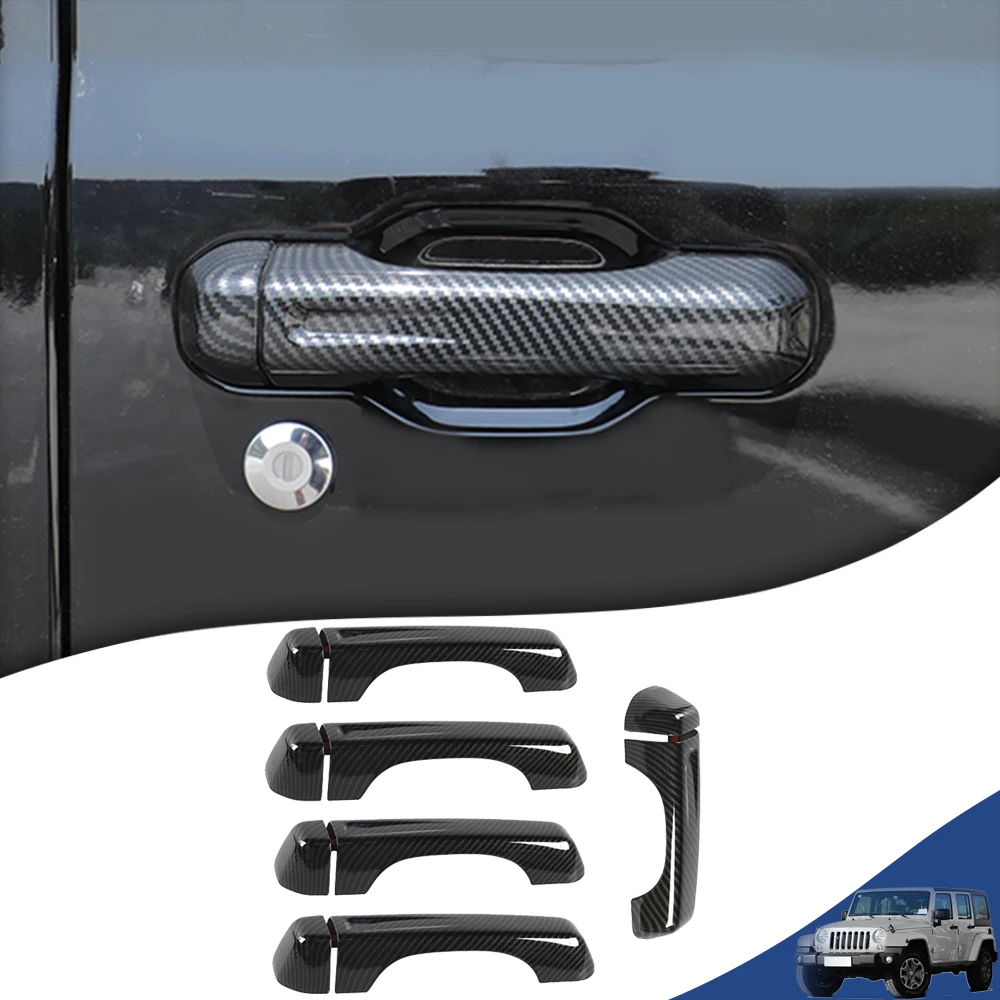 Car Door Handle Tailgate Handle Cover Sticker for Jeep Wrangler JL 2018-2023 4-Door Without Smart Lock Hole Exterior Accessories