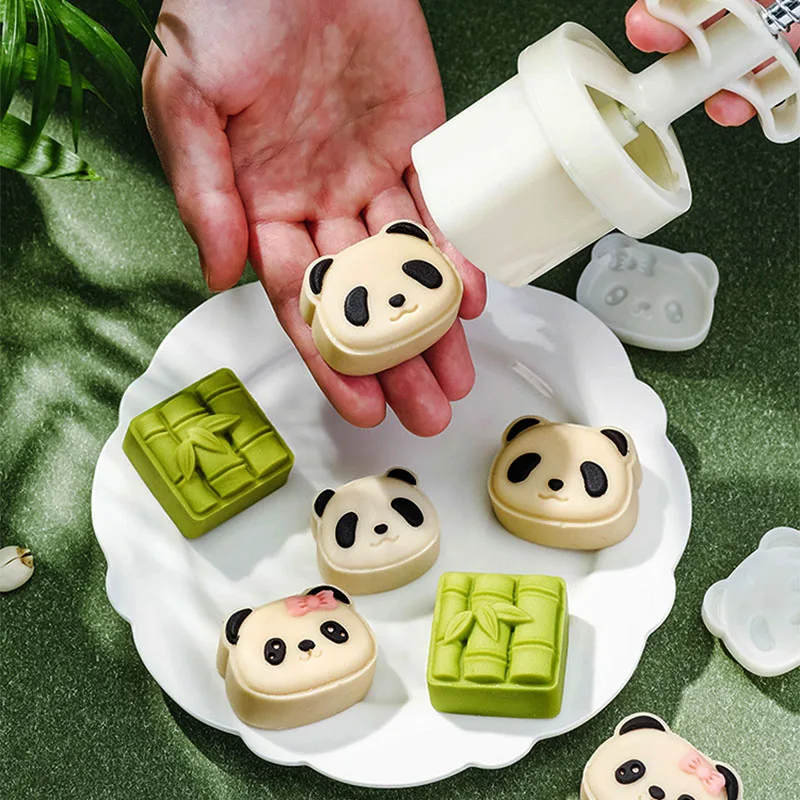 

1set 30/50g Panda Bamboo Mooncake Pastry Mold Mid-Autumn Festival Party DIY Hand-pressed Mold Mooncake Model Kitchen Tool Baking