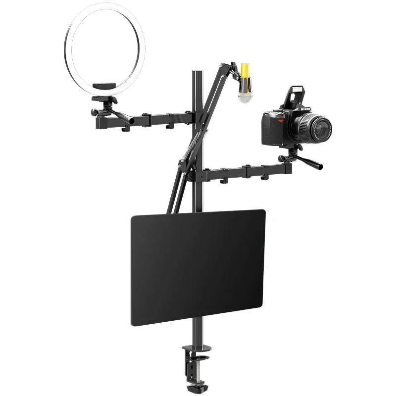 

Stand for Live Streaming Microphone Mouthpiece Fill Light Camera Tripod Head Shelf Adjustable Rotating Combination