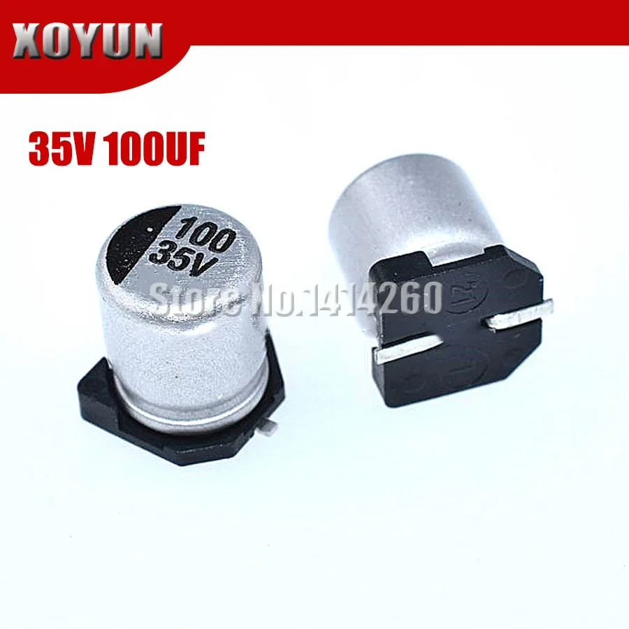 10PCS Electrolytic capacitor 35V100UF 6.3*7.7mm SMD aluminum electrolytic capacitor 100uf 35v