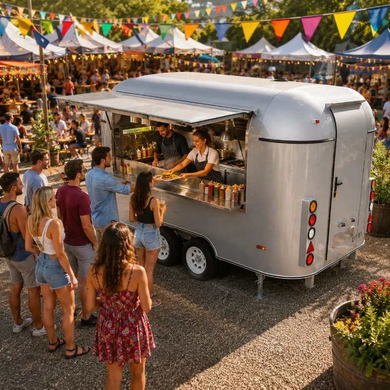 Customized Food Truck Mobile with Kitchen Hot Dog Burger Coffee Ice Cream Pizza Snack Vending Trailer Fully Equipped Cart view 6