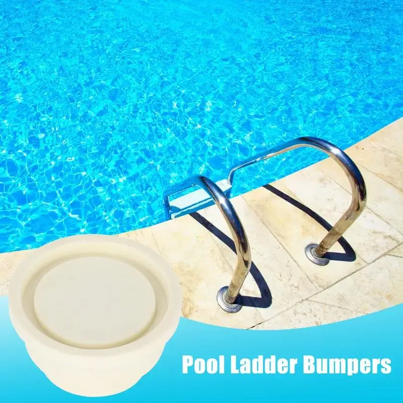 Pool Ladder Rubber Stopper Swimming Pool Ladder Replacement Parts 2Pcs White Rubber Stoppers Safety Guard Supplies