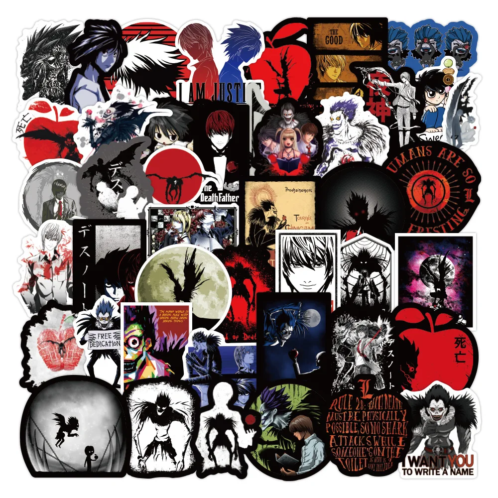 

50 шт., стикер для мобильного телефона Death Note, день, манга, игра, чемодан, граффити, чашка для воды, шлем, водонепроницаемое украшение, паста, живопись