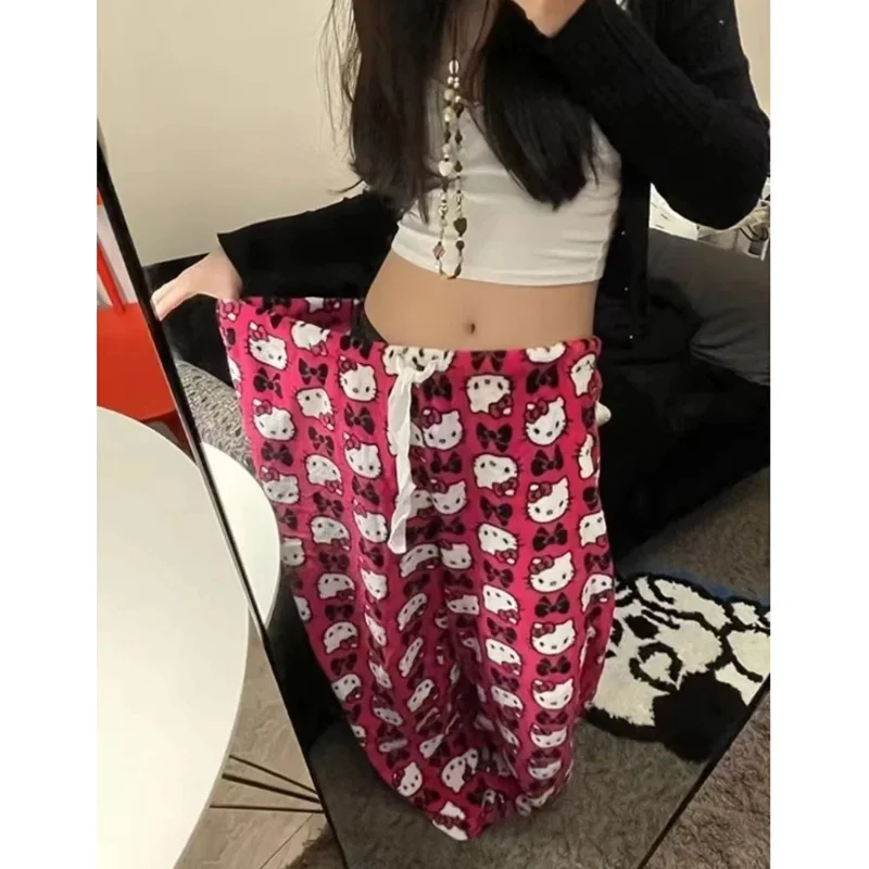 

2024, новые женские осенне-зимние фланелевые спальные брюки, теплые и повседневные домашние брюки из кораллового бархата и бархата