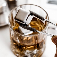 4-6-8pcs stainless steel frozen ice cubes, household metal ice cubes, summer must-have artifact with clips, whiskey ice