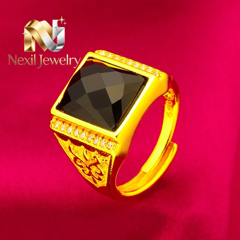 

Nexil Jewelry Nexil Jewelry Square Open Ring Men's 24K Gold AU999 - Wide square band for steadiness, subtle golden glow for b
